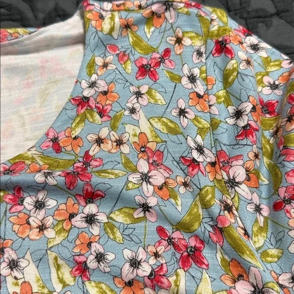 J Jill women’s size XL Blue Floral Jersey Short Sleeve Layered Dress pockets - Picture 11 of 11